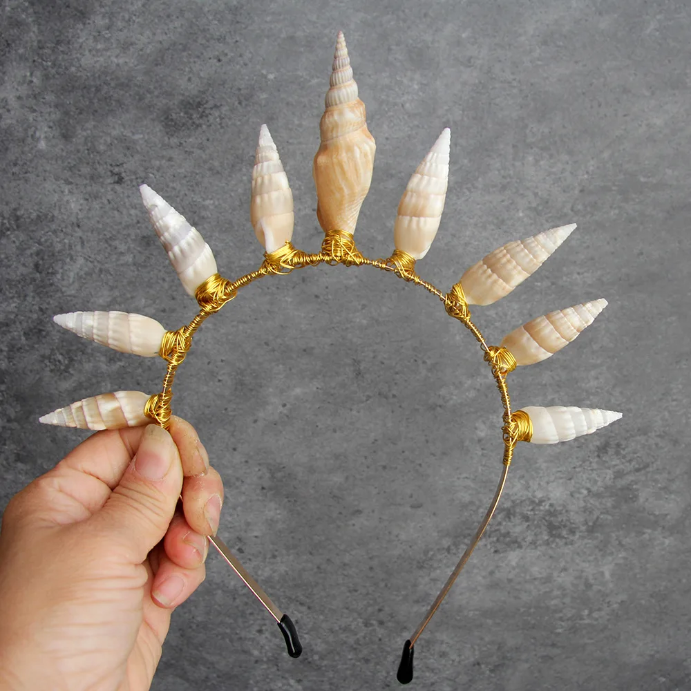 Оптовая продажа 2023, обруч для волос ручной работы с натуральными раковинами, аксессуар для волос для женщин и мужчин, украшение для вечеринки и Косплея