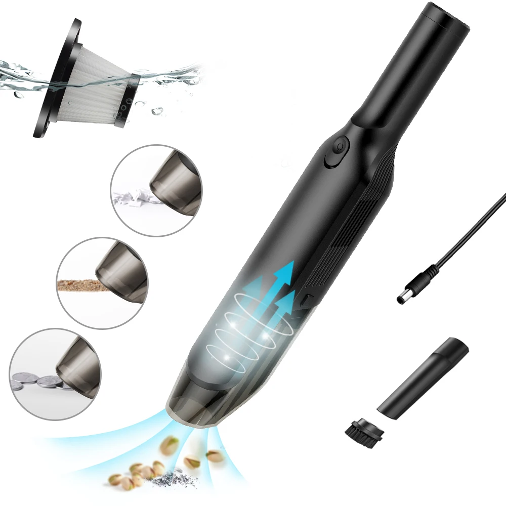 Two Versions Mini Car Vaccum Cleaner 12V or Rechargeable Wireless Small Portable High Power Hand Car Vacuum Cleaner
