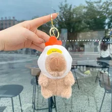 Wholesale Cute Mini High Quality Soft Stuffed Capybara Key Ring Doll Cute Fat Pig Plush Keychain Toy Backpack Keychain Toy