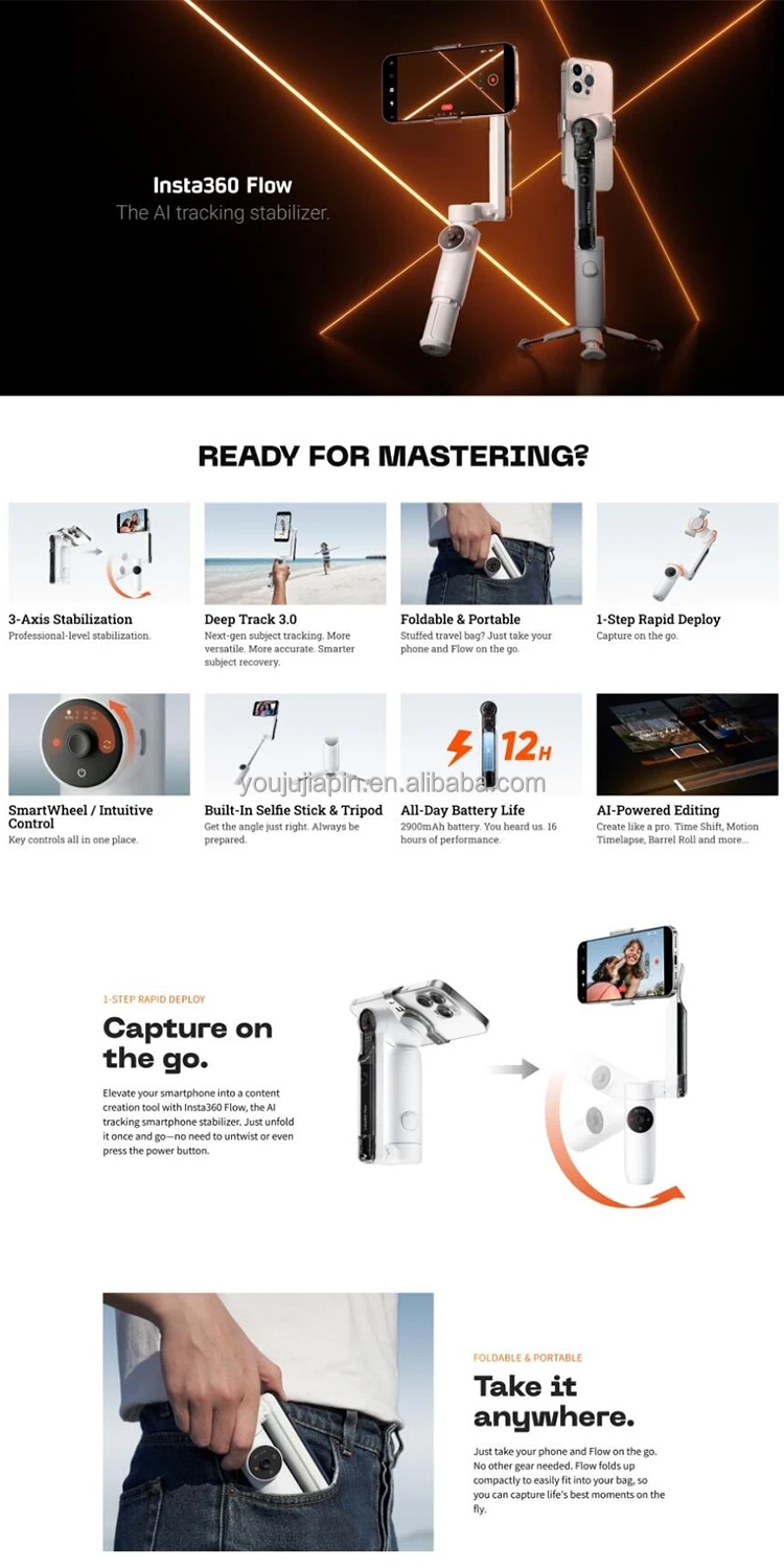 Insta360 Flow Handheld Gimbals Phone Stabilizer Ai-face Tracking ...