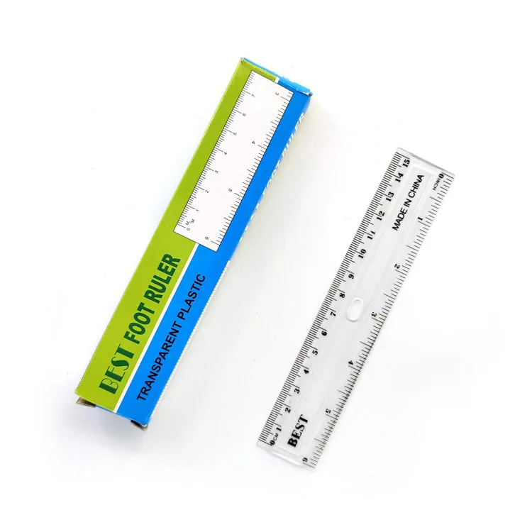Wholesale Hot Sale 6 Inch Ruler 15cm Clear Plastic Rulers for School Home and Office