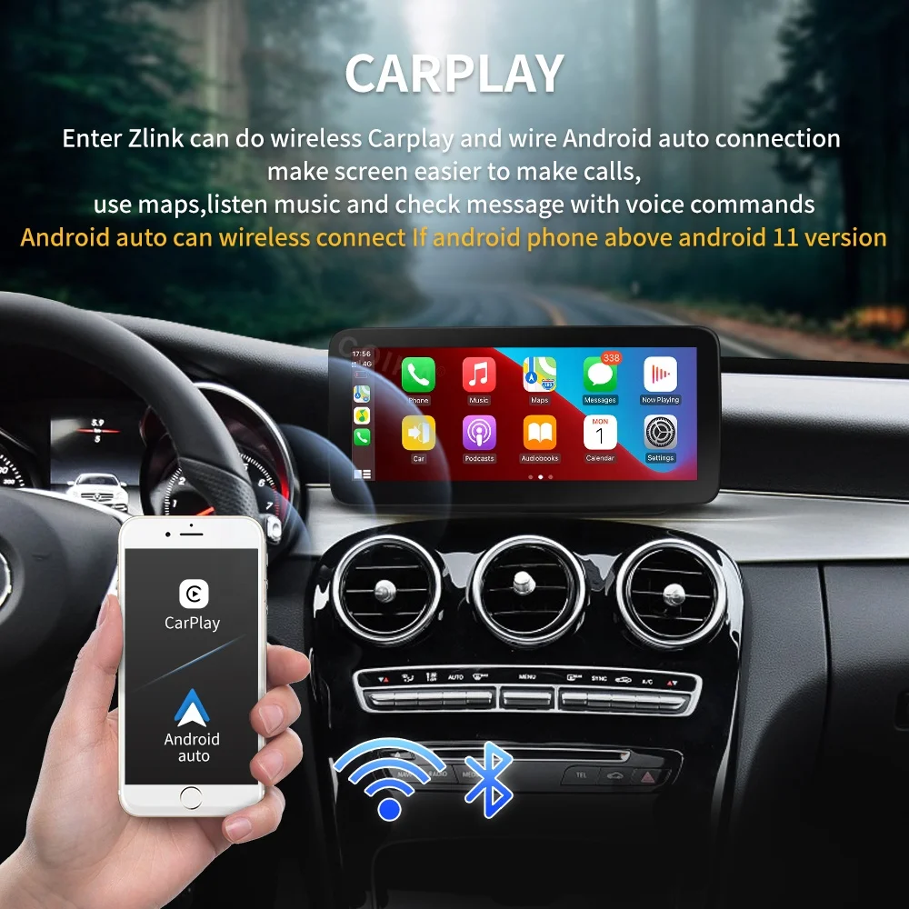 Android 12  Wireless Carplay GPS Radio BT 4G Car Full Touch Screen for Mercedes-benz a CLA GLA W176 2013-2018