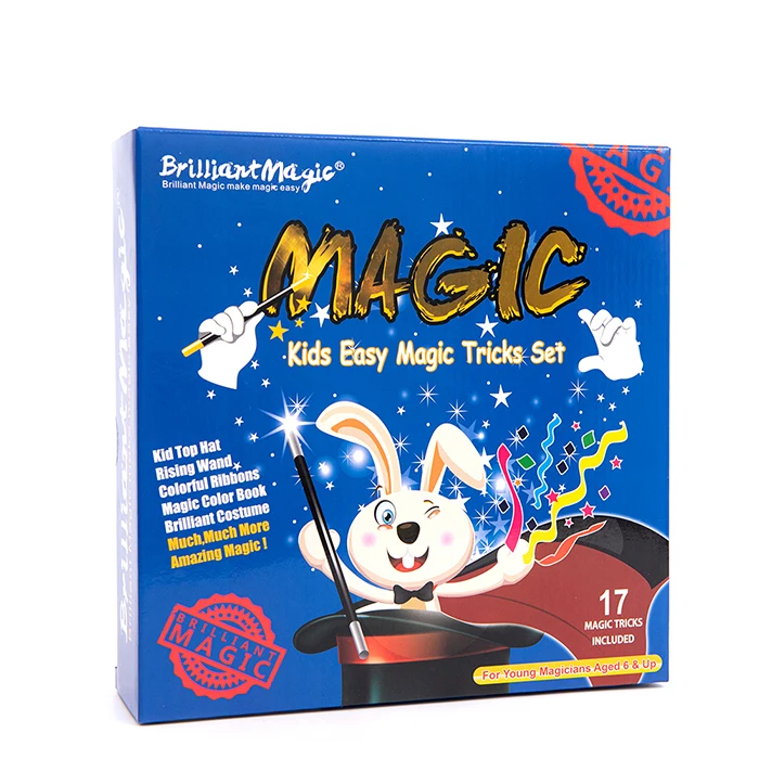 BrilliantMagic Kids Magic Costume Set Includes Plastic Magic Hat Cape & Wand Trick Prop