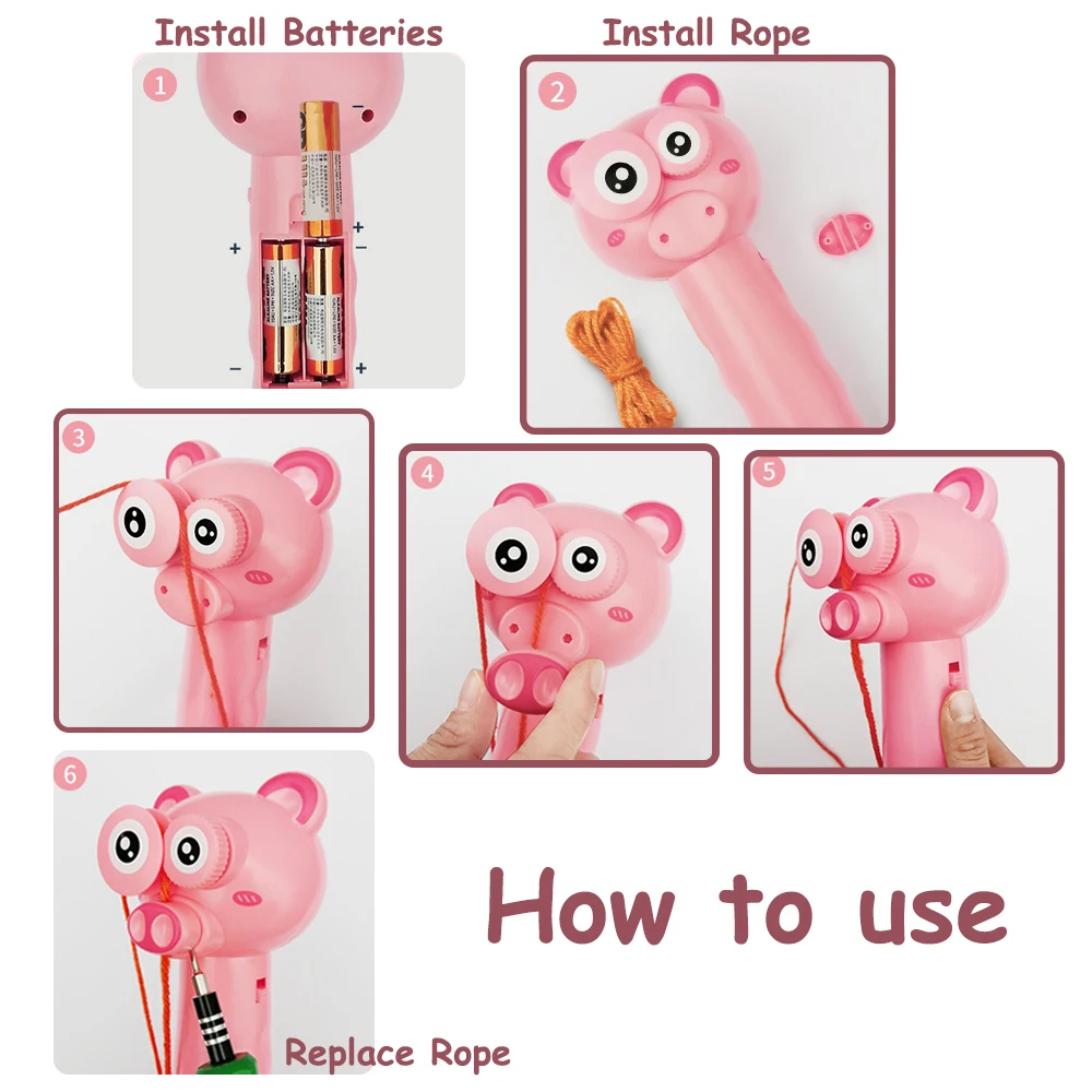 Lanzador De Cuerda Lasso String Shooter – Juguete Portátil Con Hélice De 3m, Para Niños (panda Blanco, Pilas AA No Incluidas)