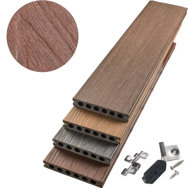 Free Maintenance Teak Co-Extrusion Solid Composite Decking Wood Plastic Composite Decking WPC Decking for Outdoor