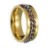 Anillo de oro con cadena arcoiris