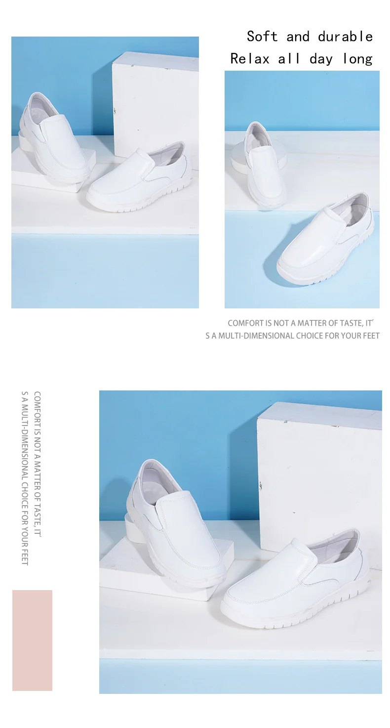 Professional White Leather Shoes for Nurses and Hospitals Comfortable and Breathable Fashion Accessory