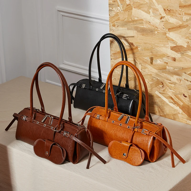 Women Ladies Sling Shoulder Bag Leather Long Tote Leather Customized Logo Women Purses Handbag With Glasses Case
