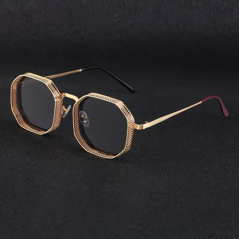 HKNA Punk Square Sunglasses Men 2023 Brand Designer Eyewear Men