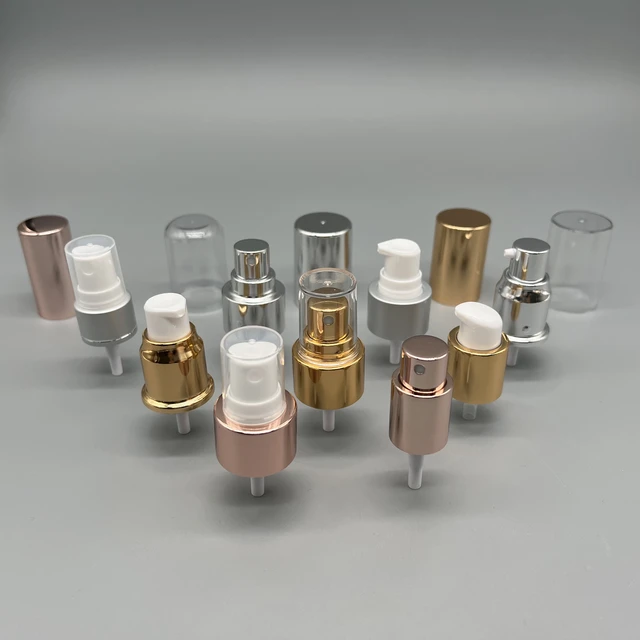 perfume sprayer cheap custom color fine mist sprayer  lotion despenser aluminum  gold collar plastic pump bottle transparent cap