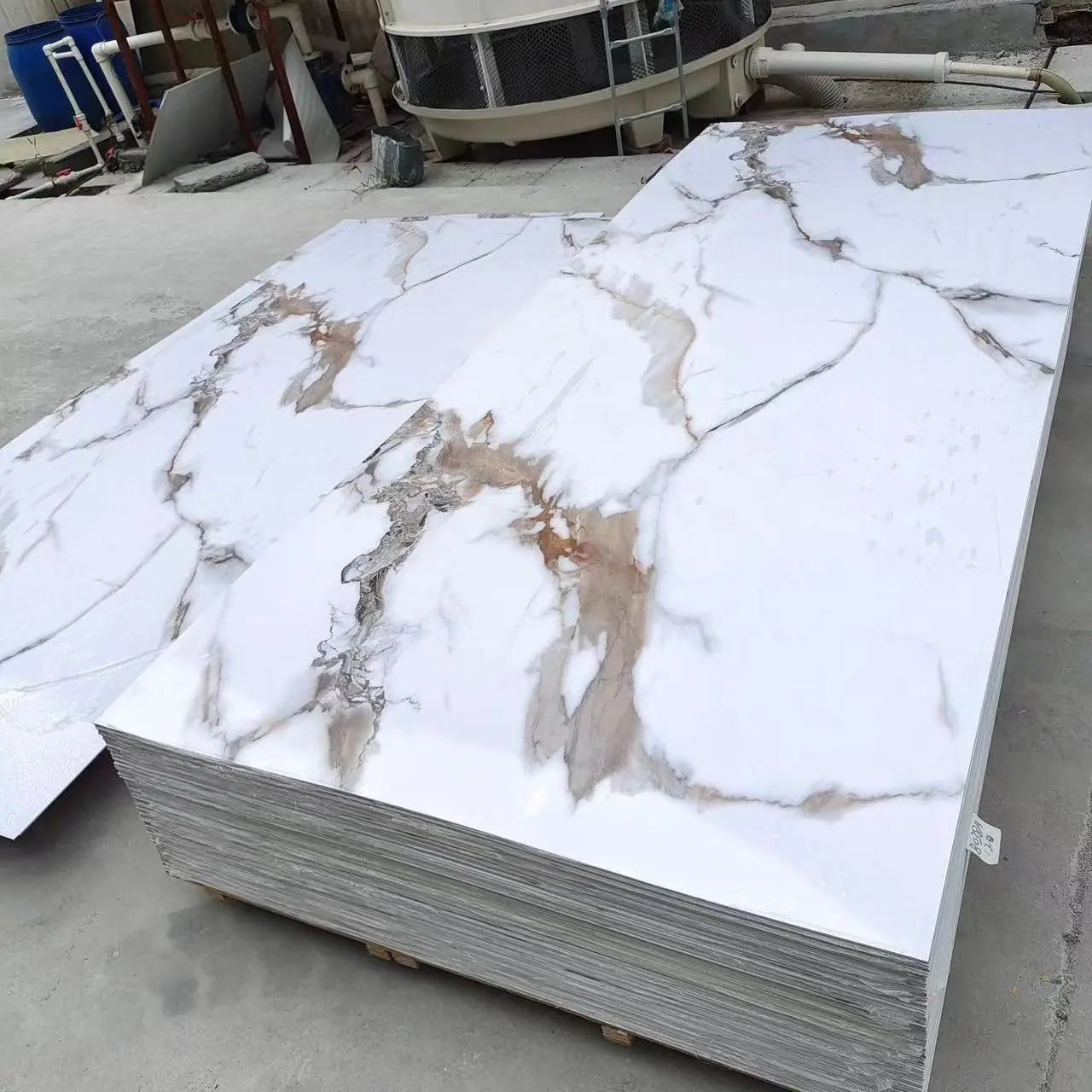 High Gloss UV Coated PVC Marble Sheet Decorative Wall Panel for Interior Cladding Furniture Applications Waterproof Cutting