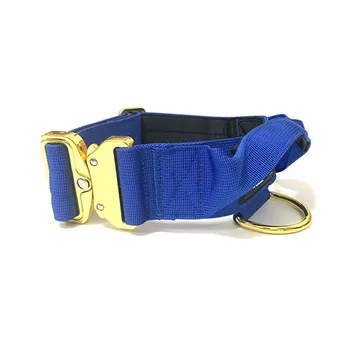 2 Inch Soft Neoprene Padded Heavy Duty Gold Metal Buckle Tactical K9 Dog Collar with Handle