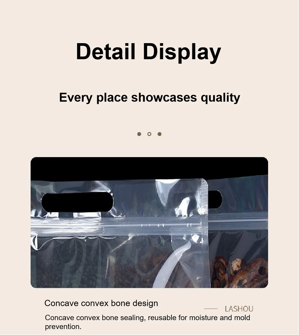 Horizontal octagonal sealed transparent self sealing tote bag, plastic leisure food dry goods hand-held packaging bag