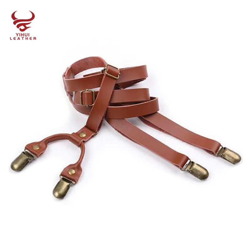 Leather Tan Trouser Braces  Brown  XStyle  Heavy Duty Clips  British  Braces