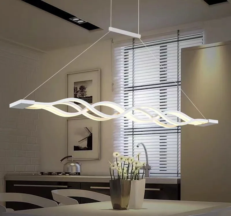 Modern LED Ceiling Chandelier Hanging Light Fixture, Aluminum 60W LED Chandelier Dimmable LED Pendant Light for Dinning Room