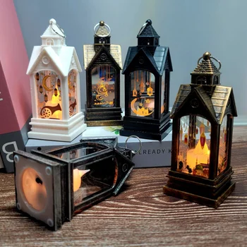 Nicro New Islamic Home Hanging Small Lantern Creative Retro Style Ramadan Luminous Decoration Muslim GiftEid Electric LED Candle