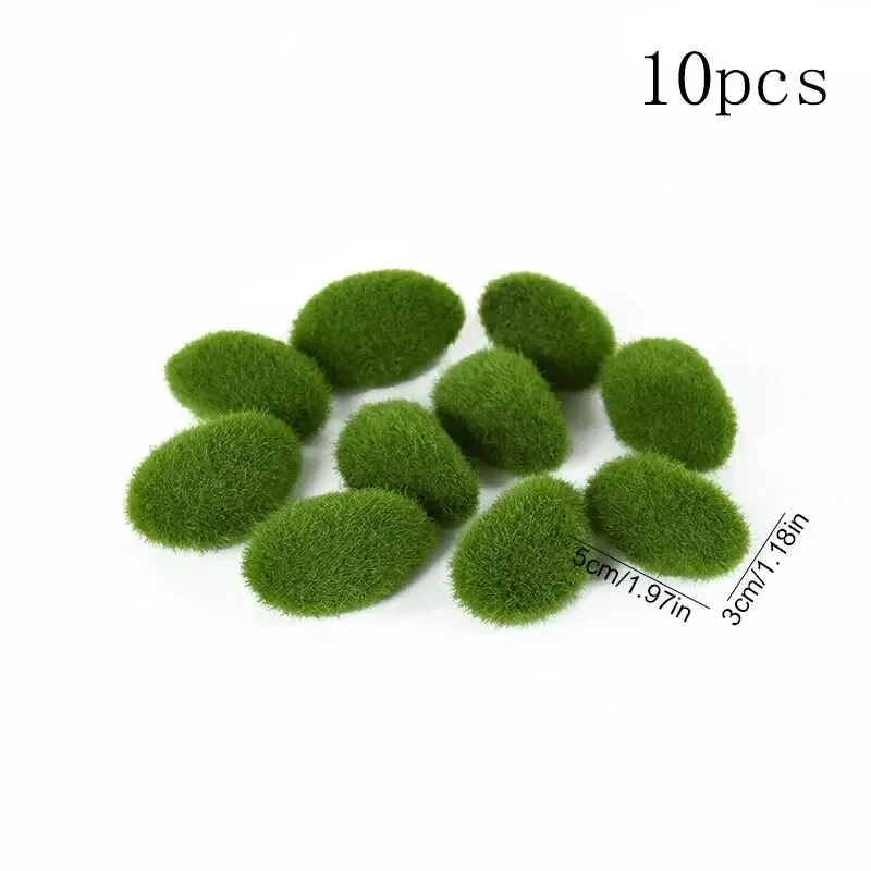 Mix Size  Simulation Moss Stone Artificial Rocks Ball Green Plant for Home Garden Flower Pot  Decoration Crafts