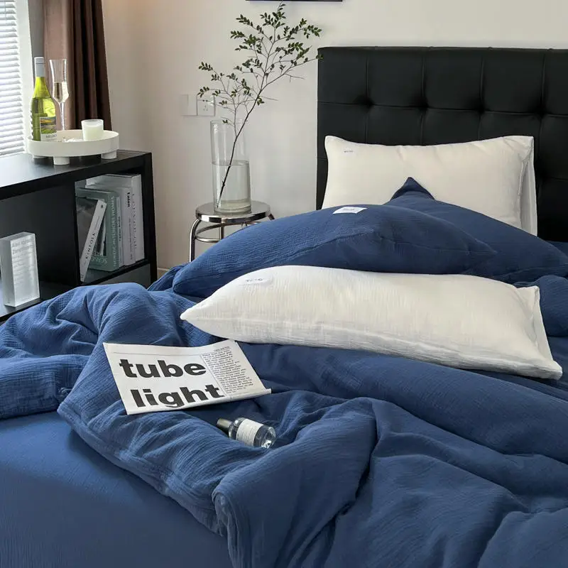 Manufacturer Super Soft Muslin Duvet Cover Set Muslin Bedding Set Fitted Bedsheet Set Muslin Bed