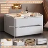 White [Stone Slab Style, Solid Wood Double Drawer]