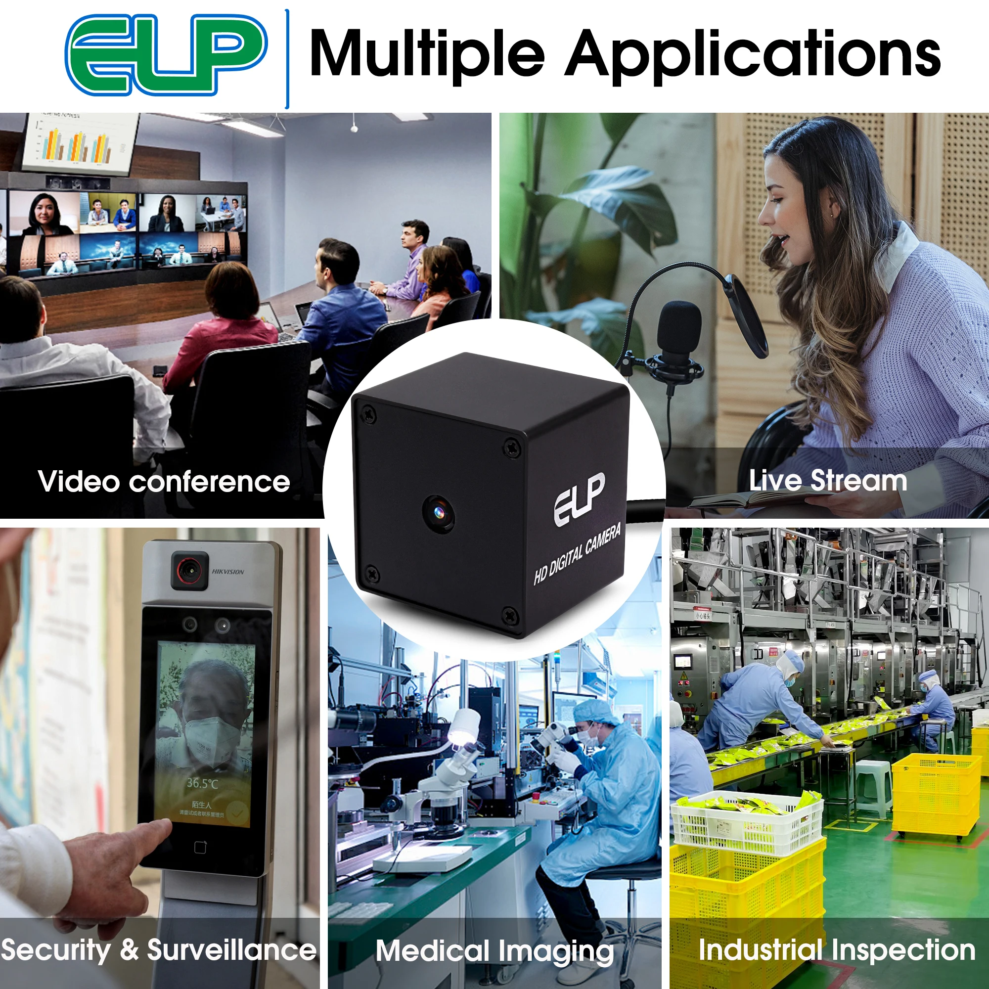 ELPミニ48MPオートフォーカスUSBカメラ、PC用メタルケース付き広角70度 