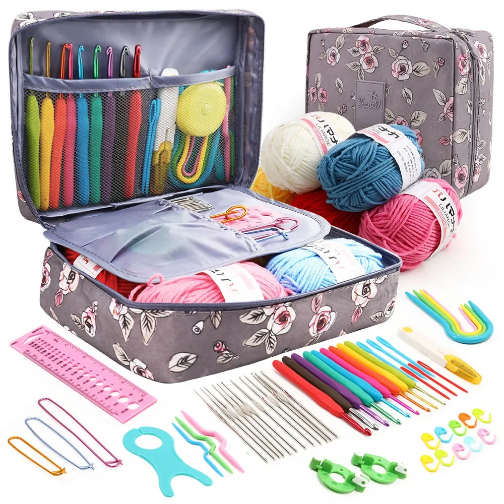 TLKKUE Crochet Hook Kit Arts Craft Sewing Tools With Storage Bag