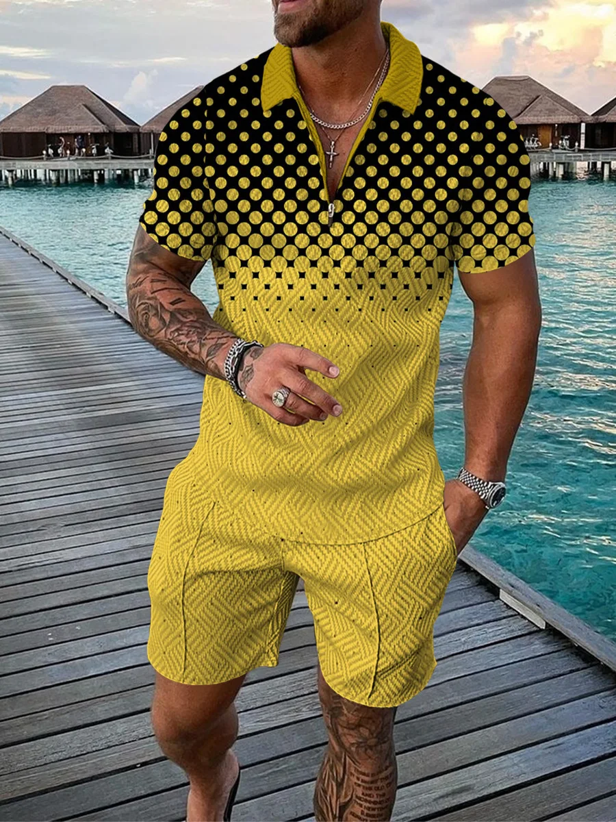 M9041 Groothandel Zomer Mannen Sport Trainingspakken 2 Stuks T-shirts Shorts Sets Mans Casual Mode Korte Sleeve337_voghion.com