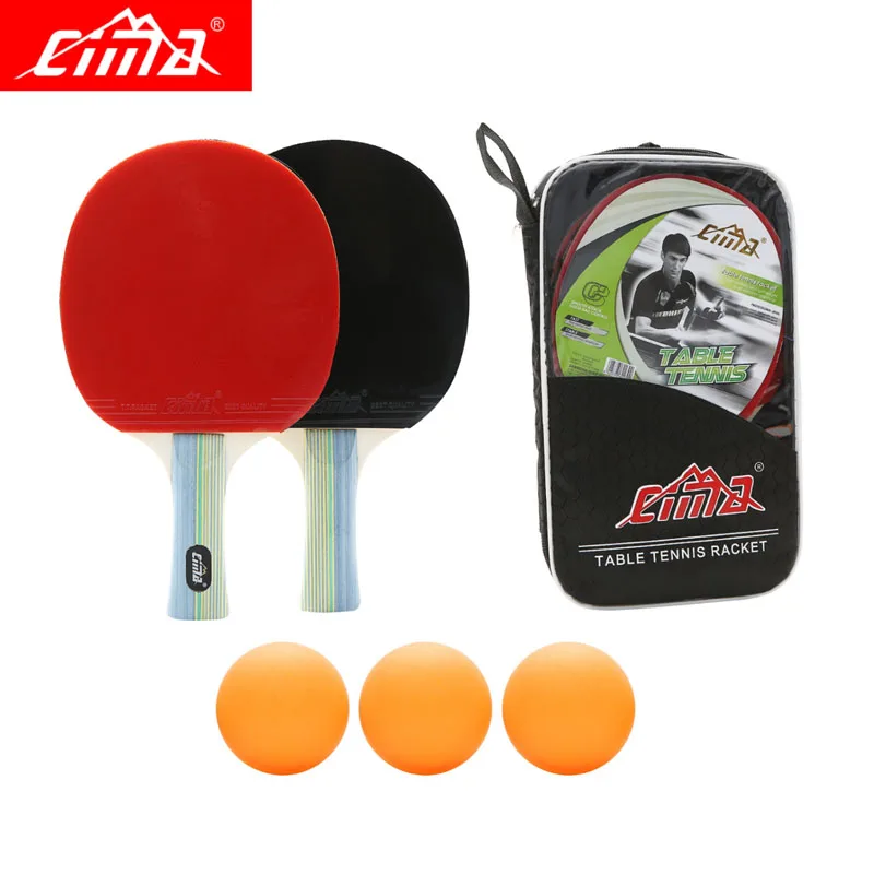 Table Tennis Racket Professional Ping Pong Paddle With Short Long Handle Case 