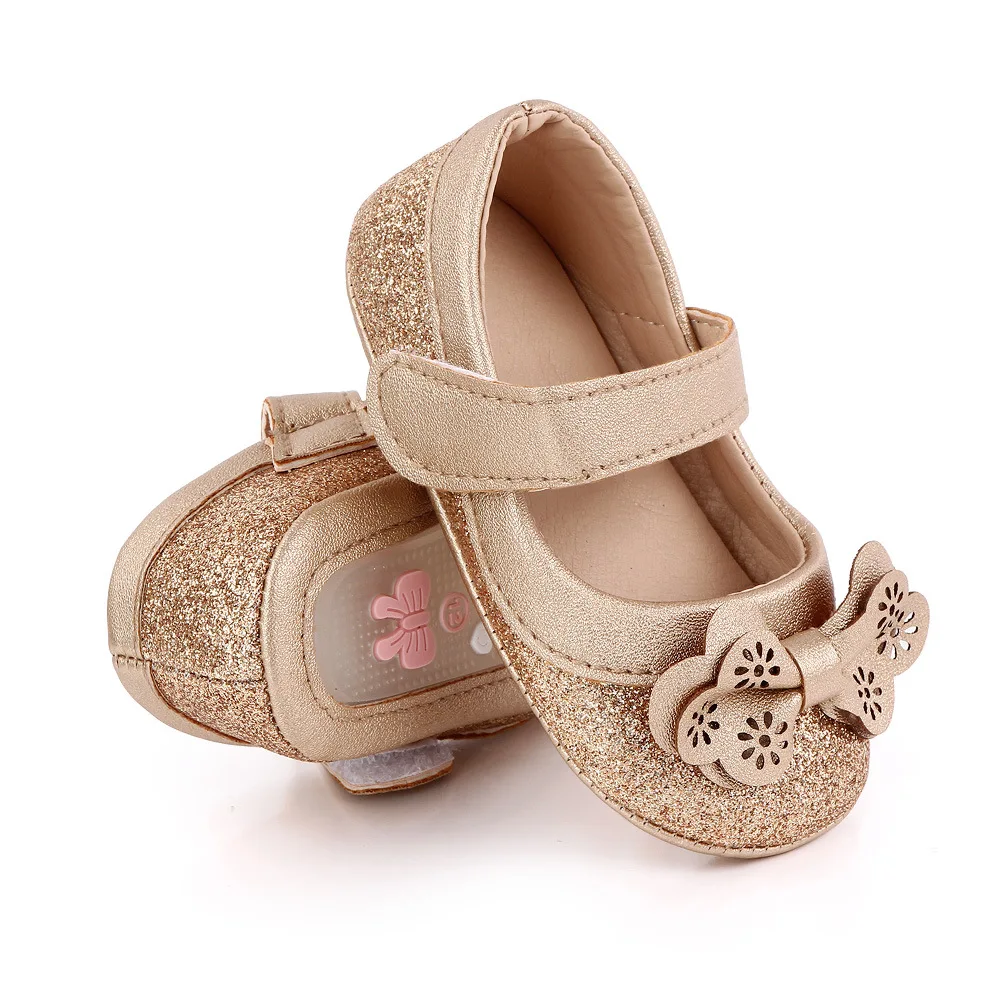 Hot Selling Gold Color Bling Princess Baby Girl Shoes Party Evening Girl Shoes details