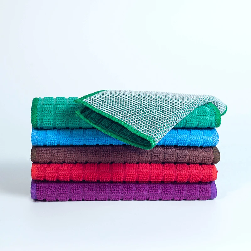 2024 New Upgrade Multipurpose Double Layer Microfiber Wire Cleaning Cloths Dishwash Rag Non Scratch Wire Dishcloth
