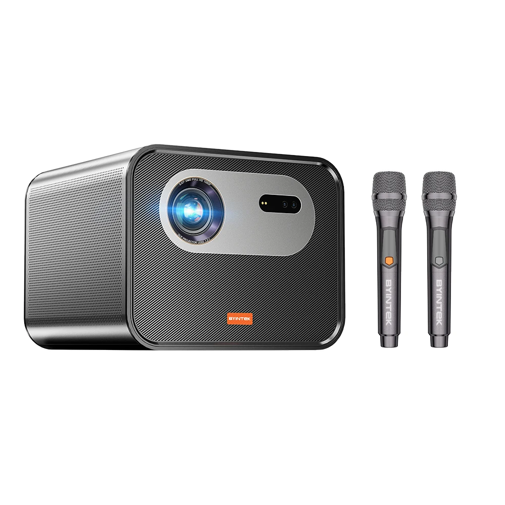 [Free Sample for Distributor] BYINTEK R90 Max 2200 Lumens Portable DLP Karaoke Projector 1080P Home Theater Projector With Base