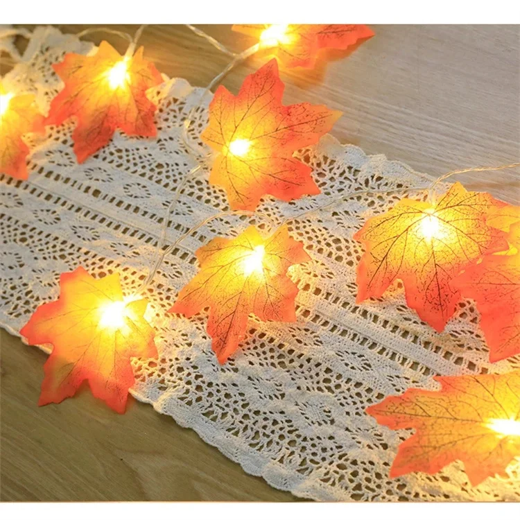 Fall Maple Leaf Garland LED Maple Leaves Fairy Lights Fall Garland Lights Waterproof Maple Leaf String Light
