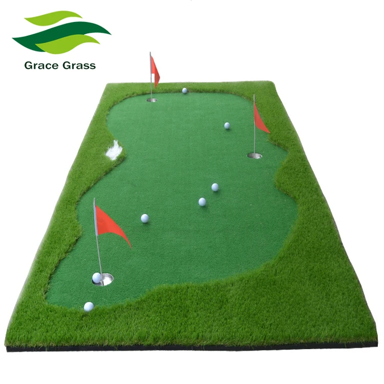 Extra Long Rubber Kidney-Shaped Synthetic Outdoor Grass Golf Putting Carpet Synthetic