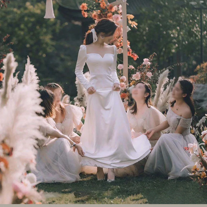 S1654R New Style Bride Simple Elegant White Satin Wedding High Quality Hot  Selling Evening Dress| Alibaba.com