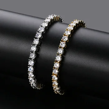New Tennis Bracelet Gold Silver Rose Color Men Women Bling Diamond Bracelet Link Chain Ankle Hip Hop Jewelry Bracelets