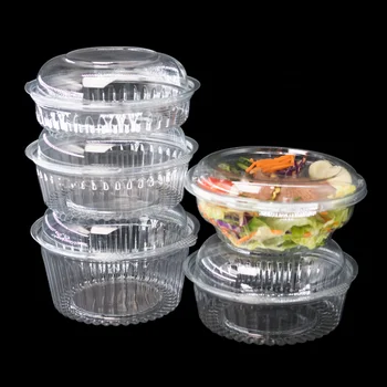 Clear Plastic Packaging Box Food Container Salad Round Plastic Bowl With Lid Rpet Custom Manufacturer Recyclable