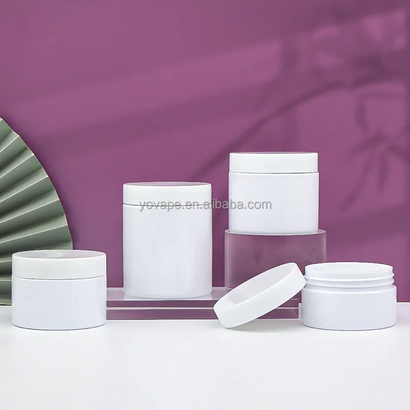Cosmetic Packaging 50ml 80ml 100g 120ml 150ml 200 Gram 4 Ounce 6 Oz Opaque White Eye Face Cream Plastic Jar with Gasket Hand Pad