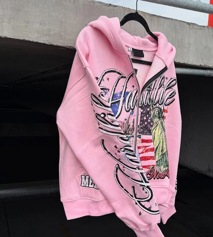 Custom Full Print Graphic 100%Cotton Fleece Eco-Friendly Streetwear Acid Washed Oversize Baggy Zip Hooded Cropped Hoodie for Men gallery 4