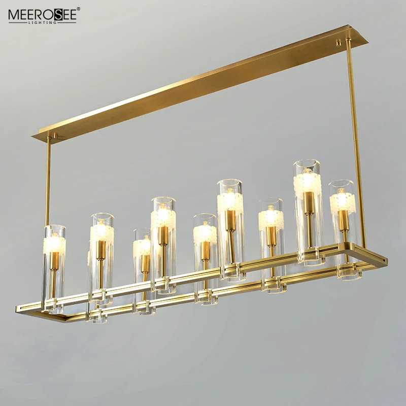 MEEROSEE Rectangular Chandelieron With Column for Dining Room Light Fixture Restaurant Bar Home Decor Light MD86804