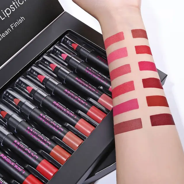 12pcs Waterproof Lipstick Pencil Long Lasting Fashion Lipstick Set Matte Velvet Lip Stick Makeup Moisturizer Lip stick set - Image 4