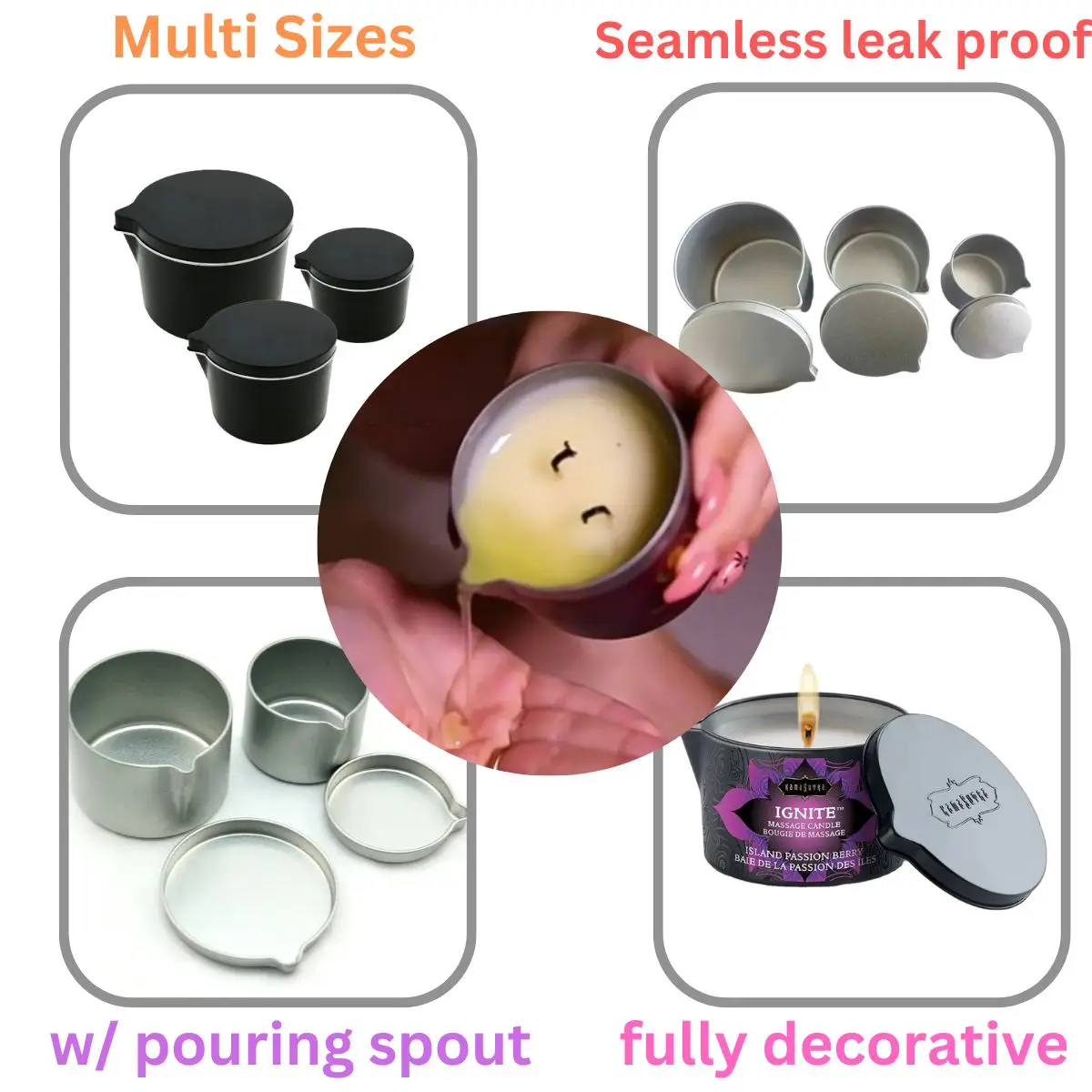 Factory Wholesale Massage Candle Tins With Pouring Spout 8oz 6oz 4oz 1.5oz Buy Massage Candle