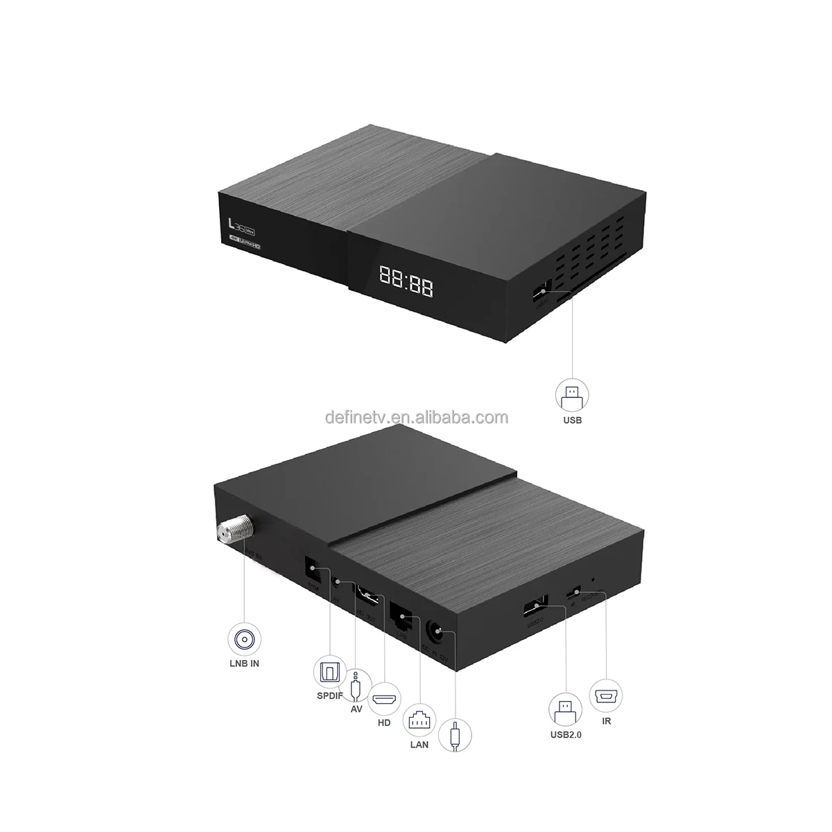 Ultra HD Linux 4K UHD STB Box 1G 8G AV1 Ott Set-top Box  TV Digital DVB-S2 Dual-WiFi 2.4G/5G