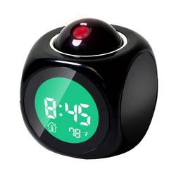 Talking Voice Prompt Thermometer Snooze Function Desk Lcd Projection Led Display Time Digital Alarm Clock