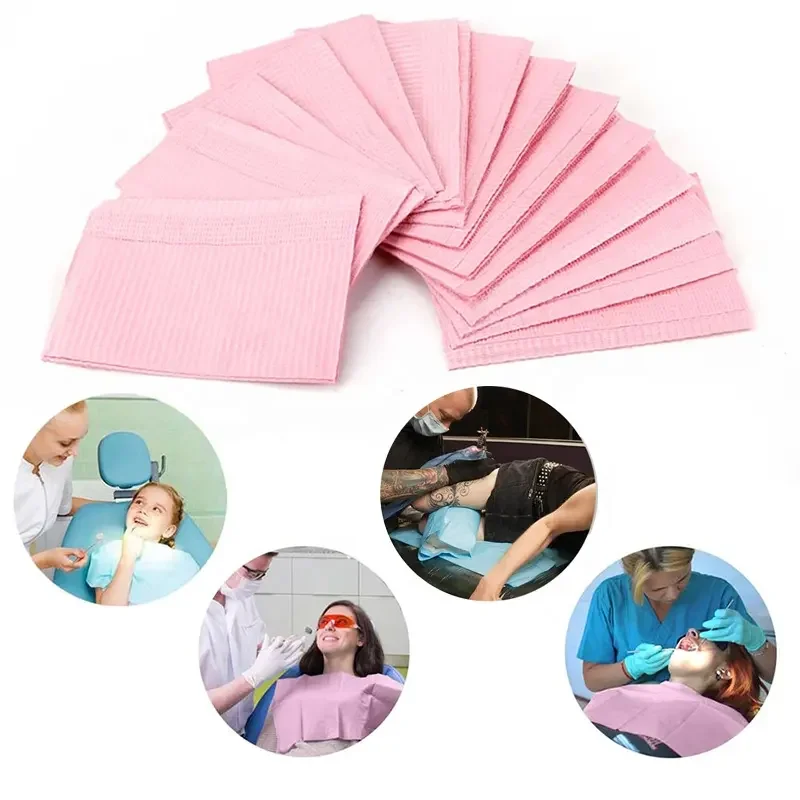 Produktbild von 100 Stück Einweg-Patientenlätzchen Aus Papier – Wasserdichte Dentallätzchen, Saugfähig, Für Zahnarzt, Tattoo-Studio, Kosmetik (schwarz)