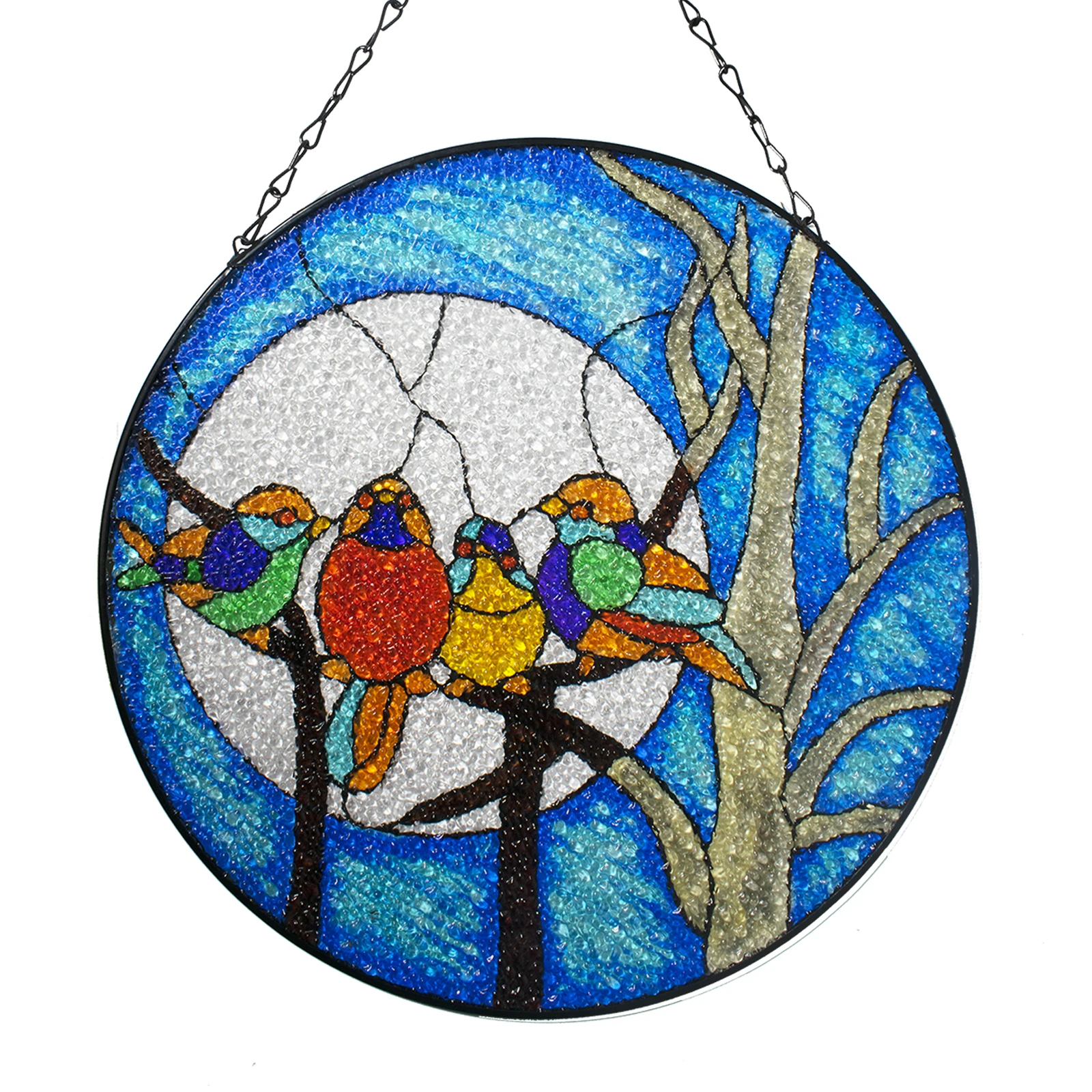 Bird Stained Glass Window Hangings, Bird Suncatcher Hand Painted Stained Glass Wall Art