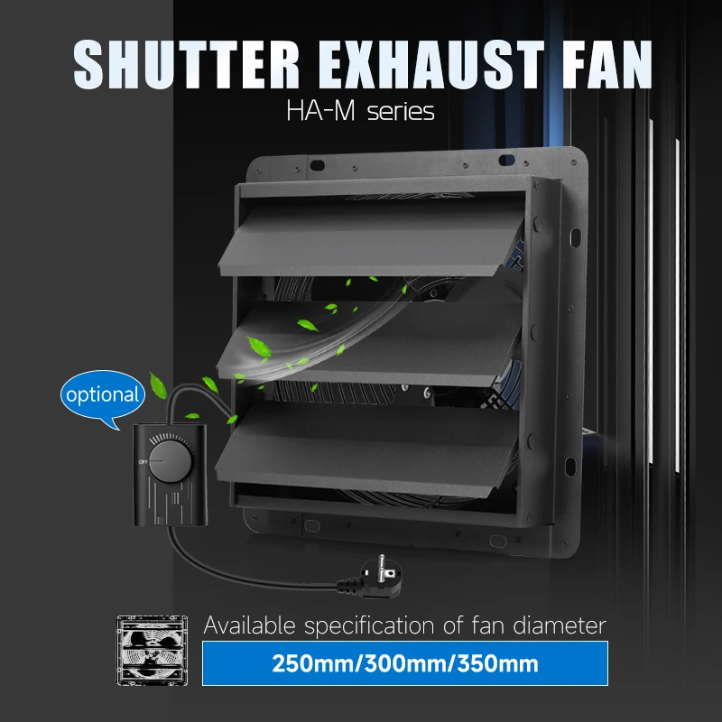 Axial Exhaust Shutter Fan, HONGGUAN, 300mm, 110V, Aluminum - detail 22