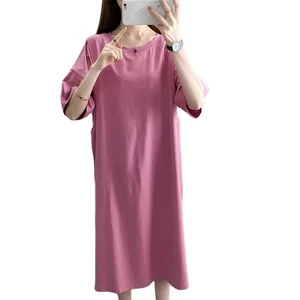 Maternity Nursing Dress with Modal Knitted Fabric Short Sleeve Summer Zipper Closure for Breastfeeding