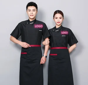 Fashion OEM Customized logo Unisex Uniform Short Sleeved Hotel Kitchen Work Clothes Restaurant bar Working Clothing Chef Coat