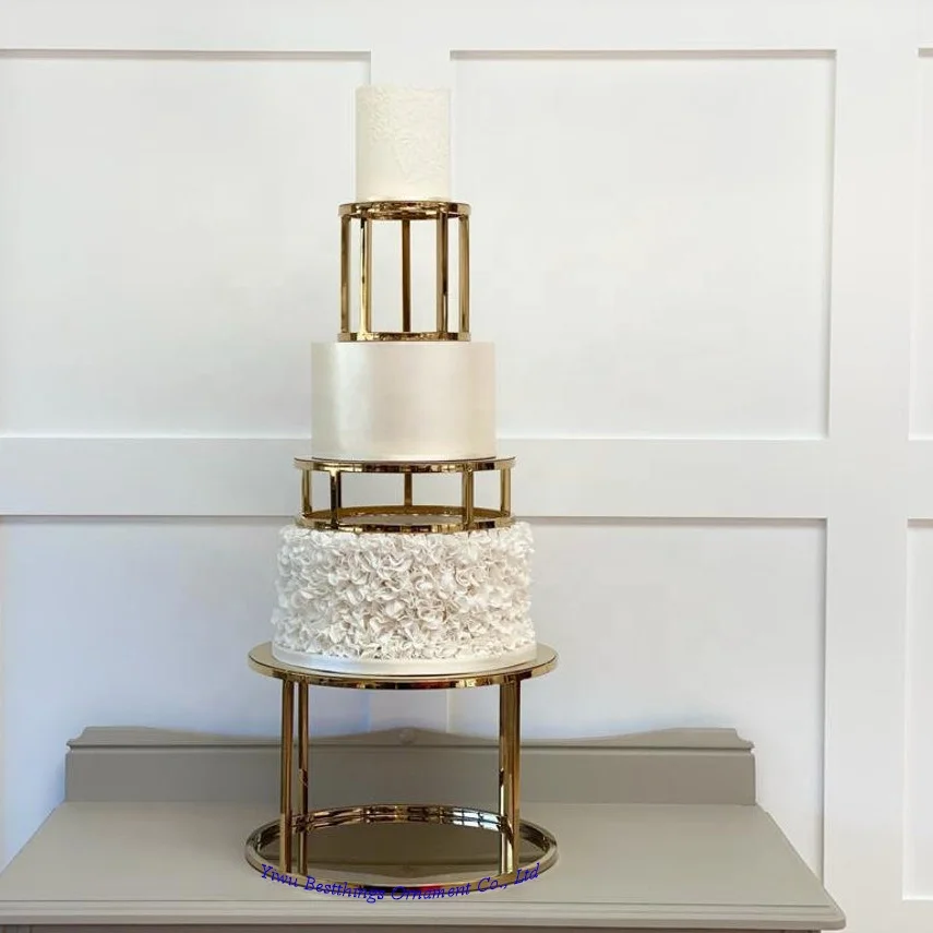 Metallic Gold 6" Round and 10" Round Cake Separator Metallic Cake Stands For Wedding Cakes Set