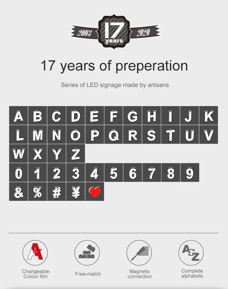 Abcmix DIY Top Track LED Light Letters ABS Sign Light Box with Dimmable 2-Year Warranty for Office Christmas Promotion