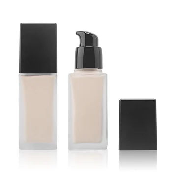 Factory 15ml 20ml 30ml 40ml cosmetic packaging frosted empty serum pump lotion liquid foundation glass bottle with black pump